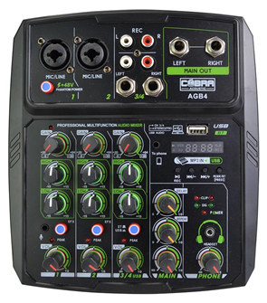 4 Channel Mixer with Bluetooth, USB  